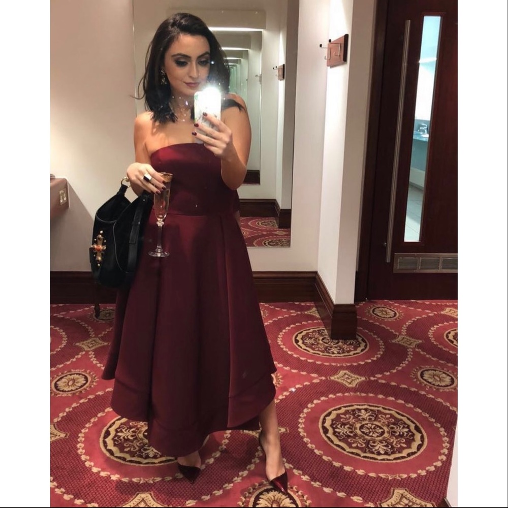 Burgundy evening dress